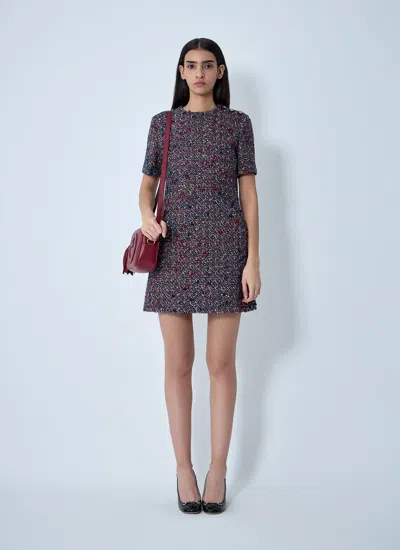 Gucci Textured Wool Dress Featuring Signature Buttons In Blue