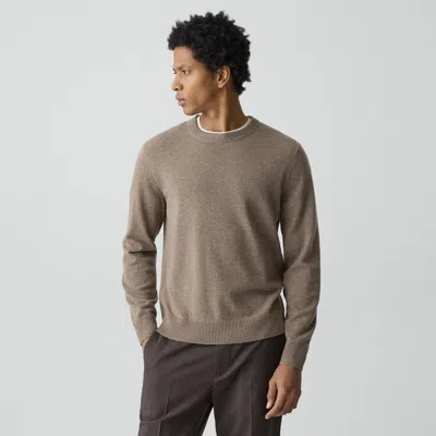 Theory Hilles Crew Neck Sweater In Cashmere Dark Feather Melange In Gray