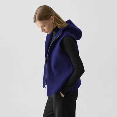 Theory Hooded Vest In Double-face Wool-cashmere In Blue