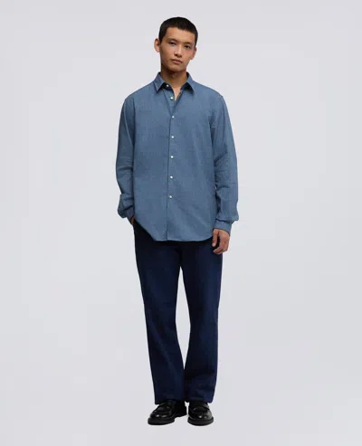 Aspesi Cotton Poplin Shirt With Breast Pocket In Blue