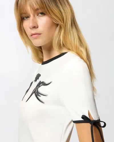 Pinko Cropped Love Birds T-shirt In Neutral