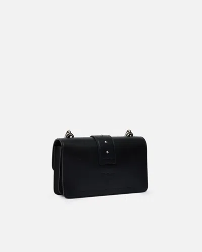 Pinko Rectangular Chain Strap Shoulder Bag With Metal Hardware And Front Embellishment In Black