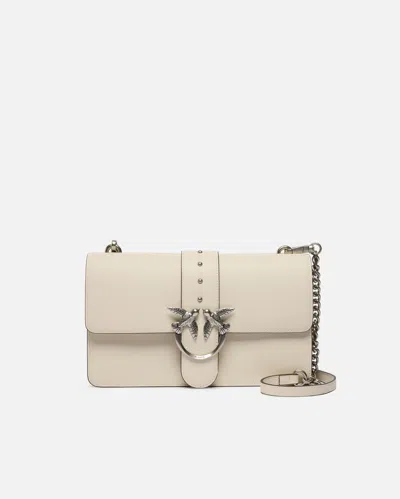 Pinko Love Bag One Medium Handbag In Leather In White