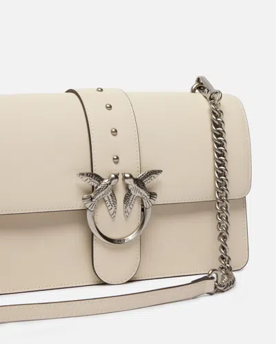 Pinko Love Bag One Medium Handbag In Leather In White