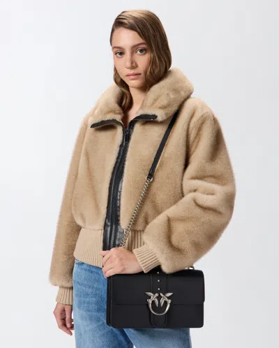 Pinko Rectangular Chain Strap Shoulder Bag With Metal Hardware And Front Embellishment In Black