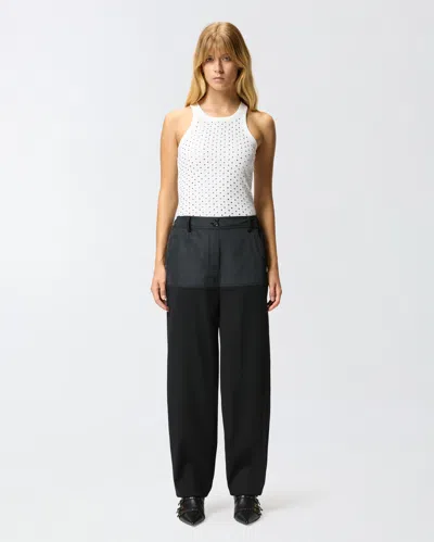 Pinko Rhinestone-embellished Slim Fit Sleeveless Top In Gray