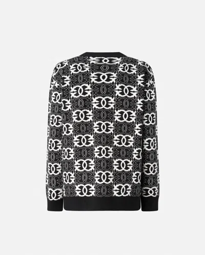 Pinko V-neck Long Sleeve Knit Cardigan Design In Black