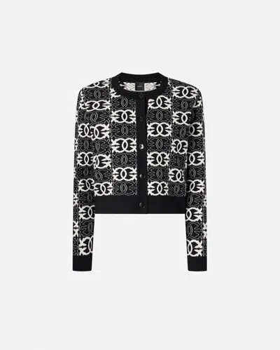 Pinko Cardigan À Logo Love Birds In Black