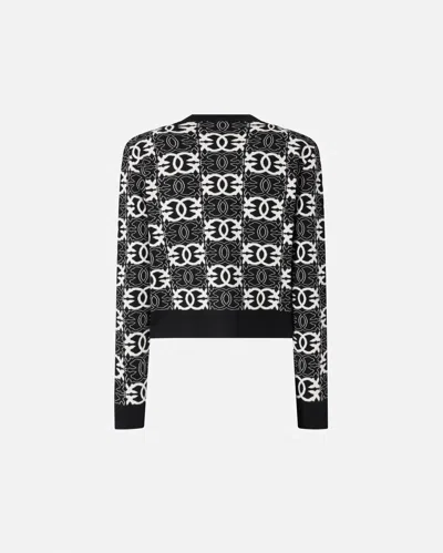 Pinko Cardigan À Logo Love Birds In Black