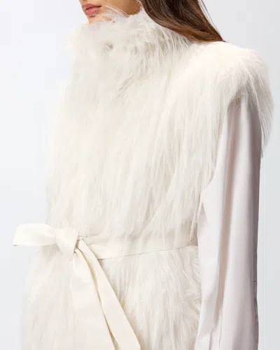Pinko Soft Fur-effect Aspen Fabric Gilet With High Collar In White
