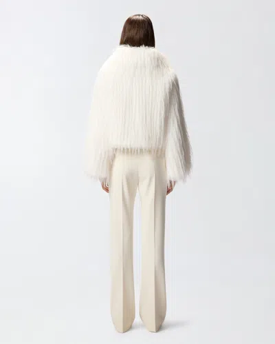 Pinko Fur-effect Pea Coat In White