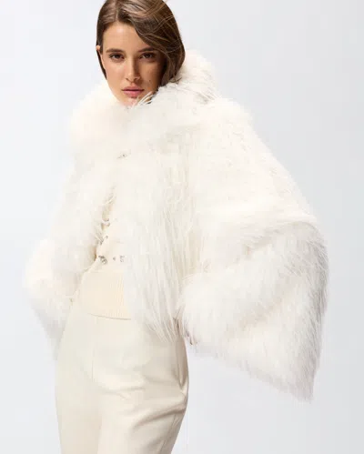 Pinko Fur-effect Pea Coat In White