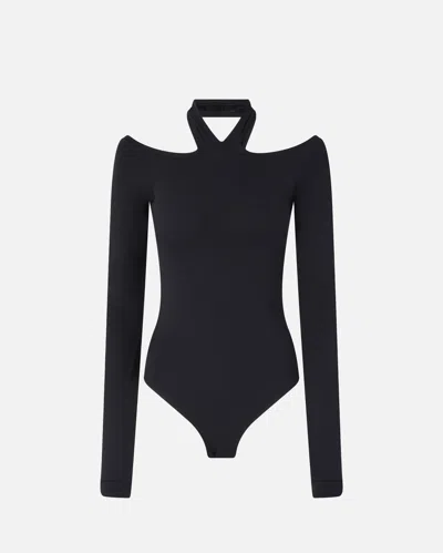 Pinko Long-sleeved Bodysuit With Open Shoulders In Black