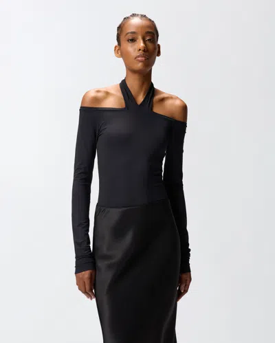 Pinko Long-sleeved Bodysuit With Open Shoulders In Black