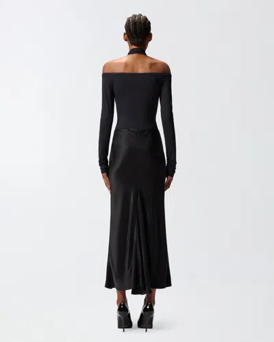 Pinko Long-sleeved Bodysuit With Open Shoulders In Black