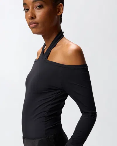 Pinko Long-sleeved Bodysuit With Open Shoulders In Black