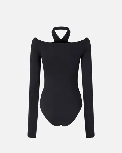 Pinko Long-sleeved Bodysuit With Open Shoulders In Black
