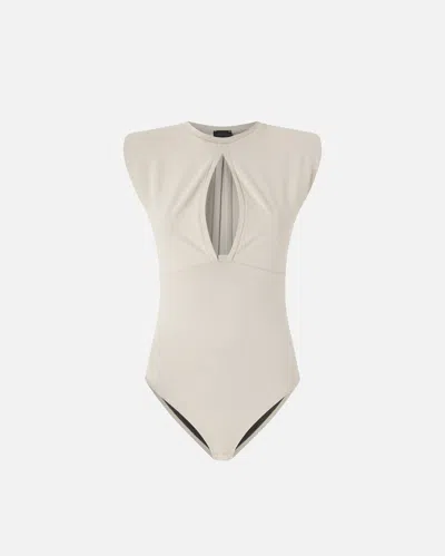 Pinko Run-resistant Bodysuit With Cut-out Detail In Gray