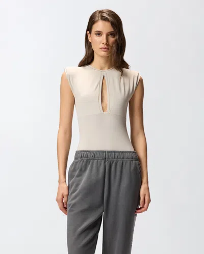 Pinko Run-resistant Bodysuit With Cut-out Detail In Gray