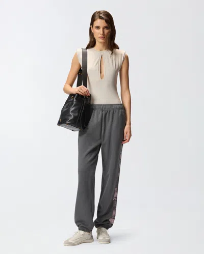 Pinko Run-resistant Bodysuit With Cut-out Detail In Gray