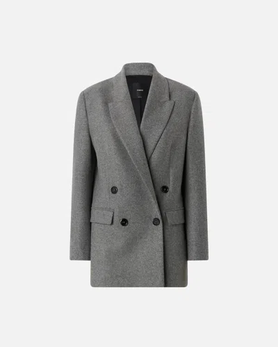 Pinko Double-breasted Wool Blend Jacket In Gray
