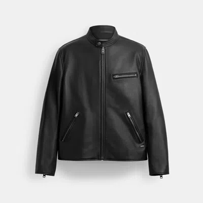 Coach Leather Racer Jacket In Black