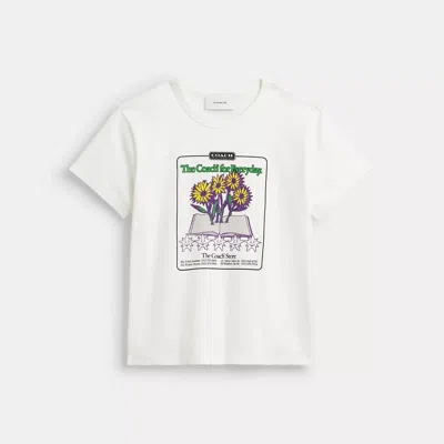 Coach Floral Collage T-shirt In Organic Cotton In White