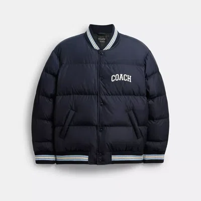 Coach Varsity Down Jacket In Recycled Polyester In Blue