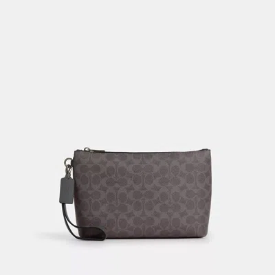 Coach Pouch In Signature Canvas In Gray