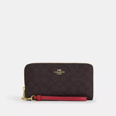 Coach Long Zip Around Wallet In Signature Canvas In Multi