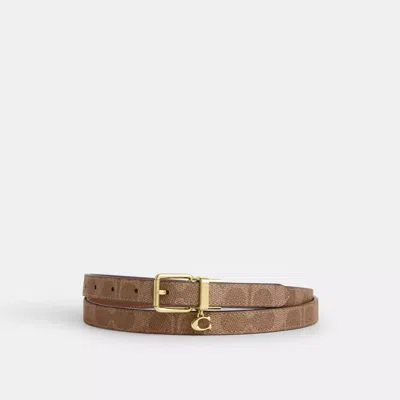 Coach Roller Buckle Cut To Size Reversible Belt In Signature Canvas With Charm, 18 Mm In Brown