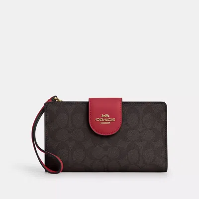 Coach Phone Wallet In Signature Canvas In Multi