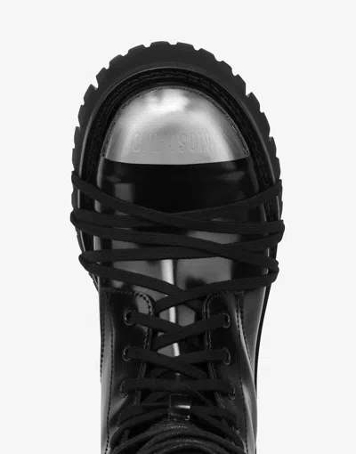 Moschino Combat Boot In Calfskin In Black