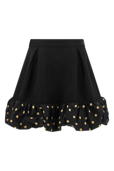 Moschino Midi Skirt With Polka Dots And Ruffles In Black