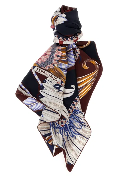 Ferragamo Rectangular Scarf Featuring Intricate Pattern In Multi