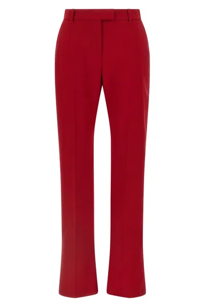 Alexander Mcqueen Stretch Wool Gabardine Trousers In Red