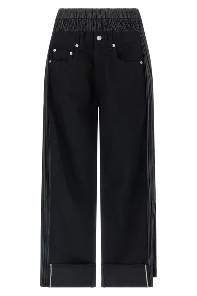 Junya Watanabe Logo-patch Panelled-design Cropped Jeans In Black