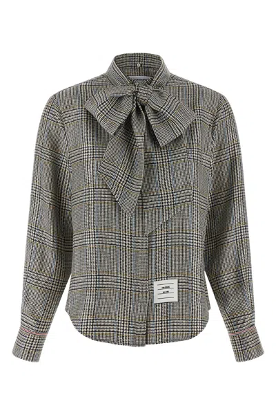 Thom Browne Prince Of Wales Check Shirt Shirt And Blouse Multicolor In Gray