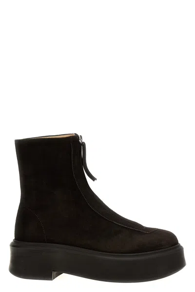 The Row Platform Sole Round Toe Ankle Boots In Brown