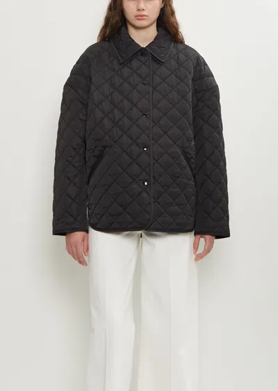 Totême Collared Quilted Poly Jacket In Black