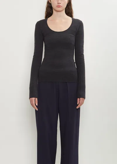 Totême Compact Wool Blend Knit Top In Gray