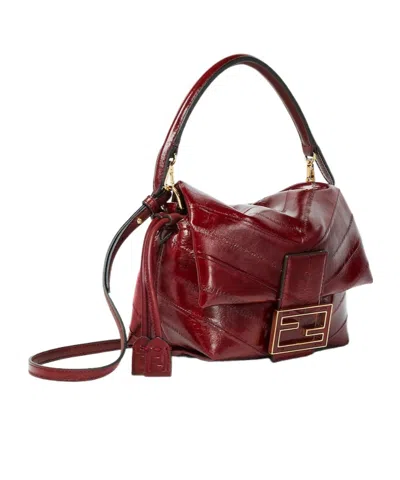 Fendi Burgundy Inlaid Hagfish Leather Mini-bag In Burgundy