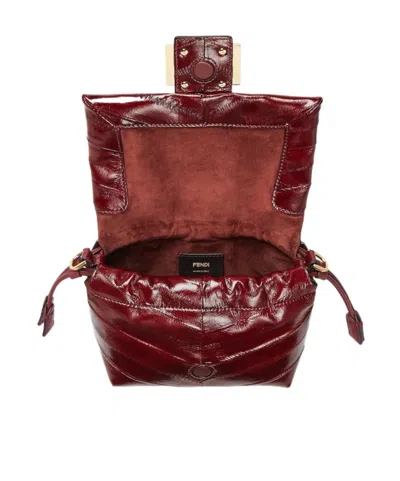 Fendi Burgundy Inlaid Hagfish Leather Mini-bag In Burgundy