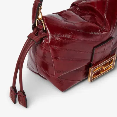 Fendi Burgundy Inlaid Hagfish Leather Mini-bag In Burgundy