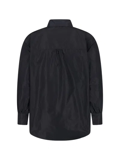 Aspesi Timeless Black Shirt With Pointed Collar And Curved Hemline In Black