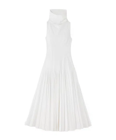 Jacquemus Triana Paneled Pleated Cotton-poplin Midi Dress In White