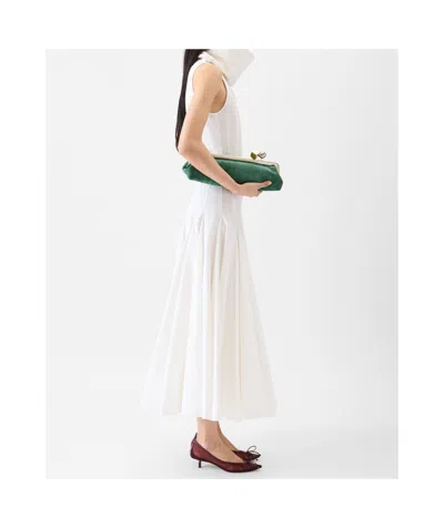 Jacquemus Triana Paneled Pleated Cotton-poplin Midi Dress In White