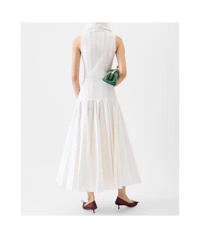 Jacquemus Triana Paneled Pleated Cotton-poplin Midi Dress In White