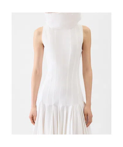 Jacquemus Triana Paneled Pleated Cotton-poplin Midi Dress In White