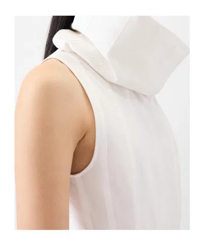 Jacquemus Triana Paneled Pleated Cotton-poplin Midi Dress In White